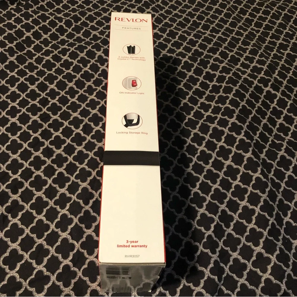 Revlon 3 Barrel Jumbo Hair Waver Long-Lasting Natural Looking Waves Black White.
